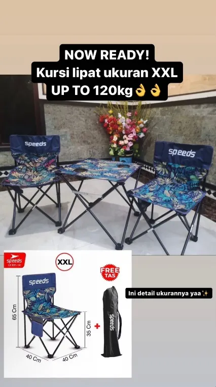 Kursi Lipat Ukuran XXL - Kapasitas 120kg